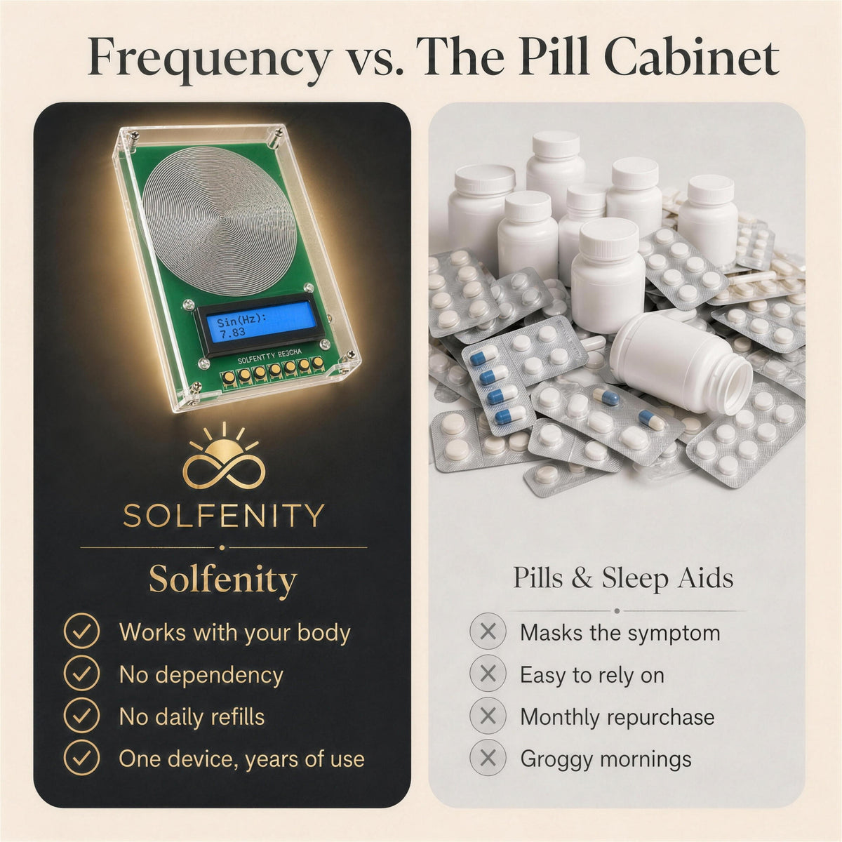 Solfenity Resona vs pills and sleep aids